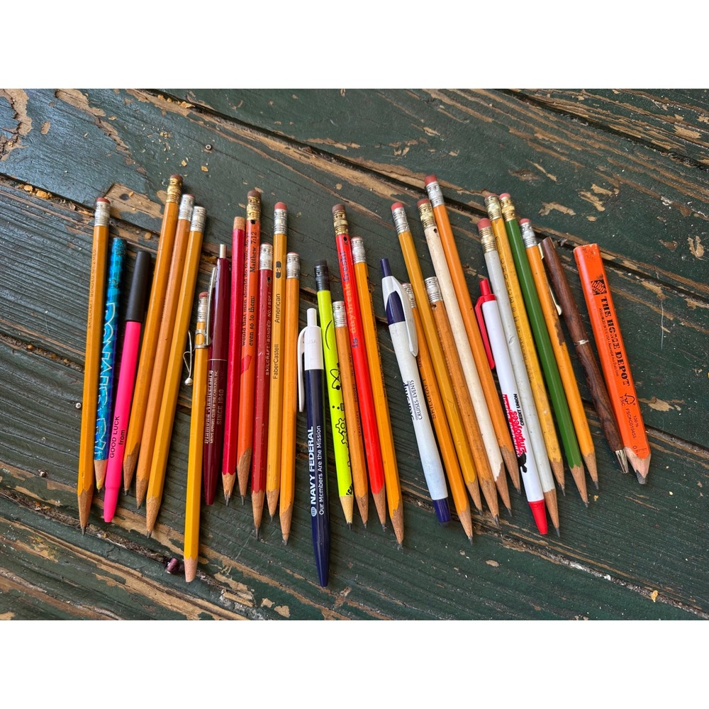 Vintage Advertising Pencil & Pen Lot Skilcraft Faber-Castell Home Depot Navy Fed
